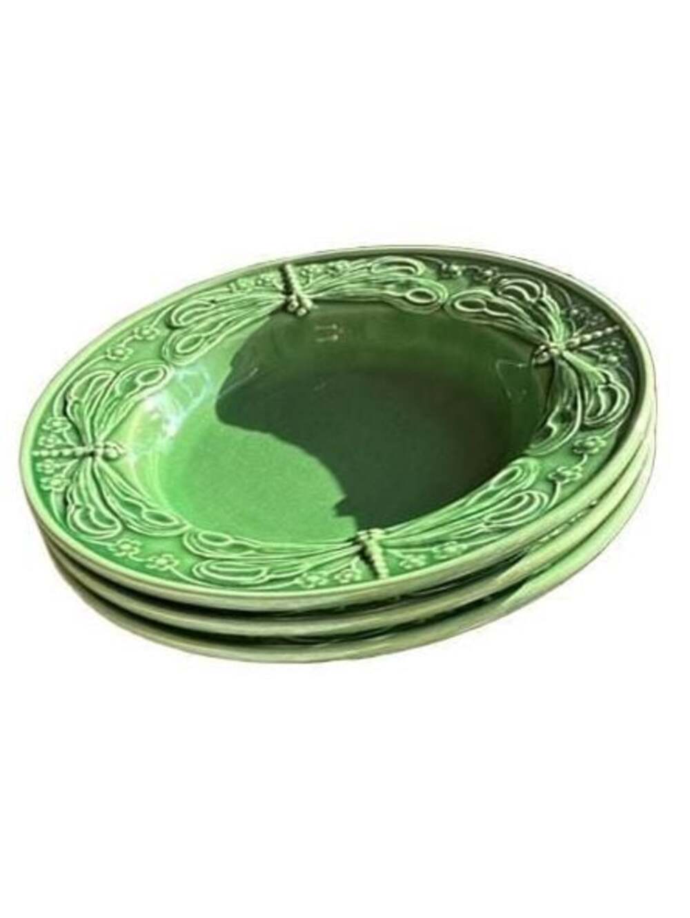 Set of 3 Dragonfly (Green) large rim soup bowl
by BORDALLO PINHEIRO